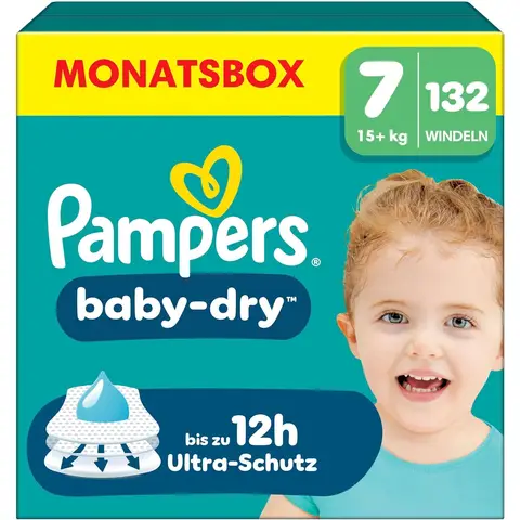 Pampers Baby Dry Größe 7 Extra Large 15+kg Monatsbox 132 Stück