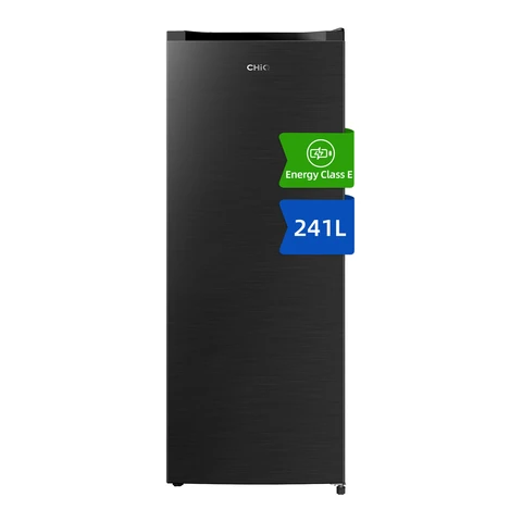 CHiQ JKR245DGE 54cm Wide 1.44m Tall Freestanding Larder Fridge - 241L - Premium Black Steel - E Rated
