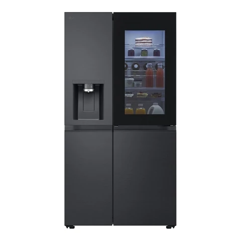 LG GSXB90EVDD InstaView Side-by-Side-Kühlschrank mit Craft Ice Maker, Wasserdispenser, Total NoFrost, DoorCooling, UVnano, ThinQ App-Steuerung, 628 Liter Fassungsvermögen, Schwarz - freistehend