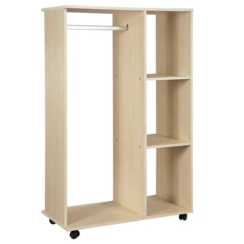 HOMCOM Armoire penderie Armoire de Rangement Mobile Panneaux de Particules coloris chêne clair