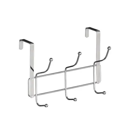 Essentials by Premier Over Door 6 Hook Hanger, Chrome Finish Rack With Multiple Hooks For Coats, Towels Or Bags