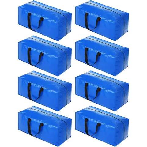 Storage bags with lids, 8-pack, heavy-duty moving cardboard box, large size with zipper and handles, suitable for clothing storage, moving, camping, storing bedding, etc.,73*34*37cm