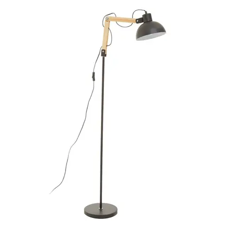 Interiors by Premier Floor Lamp Blair Pine Wood & Metal Black H:178cm