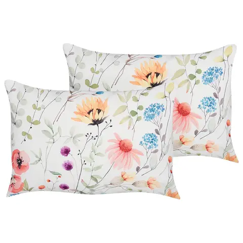 Beliani 2er-Set Outdoor-Kissen, Blumenmuster, 40 x 60 cm, mehrfarbig, MONESI