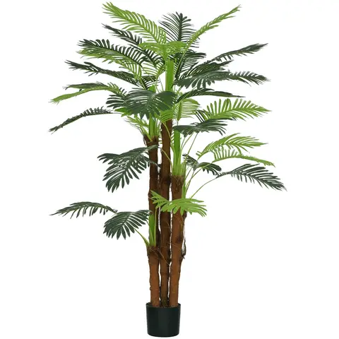 HOMCOM Künstliche Palme 160cm Kunstpalme mit 36 Palmenwedel Groß Kunstpflanze im Topf Kunstpflanzen Künstliche Pflanzen Wie Echt Zimmerpflanze für Wohnzimmer Büro Balkon Dekoration Schlafzimmer