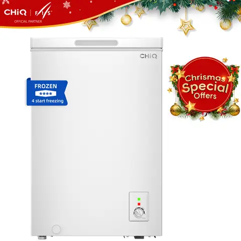 CHiQ Chest Freezer 99L, 4 Star Freezing, 12-Year Compressor Service, Thermostat Control, Wire-rack, Hovering Door, Low noise, White, Energy Class E, For Kitchen/ Home/ Apartment, FCF98DE, 2025