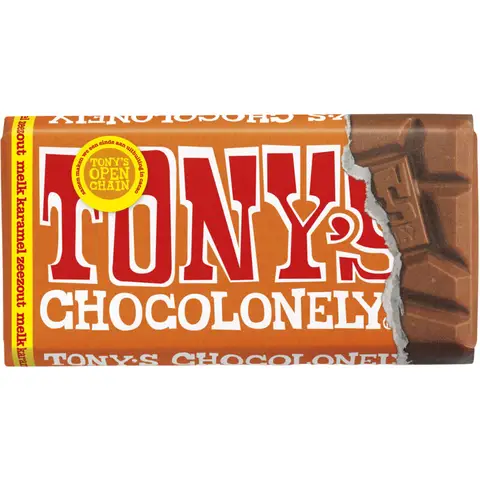 Tony's chocolonely Reep Melk Karamel Zeezout 90g