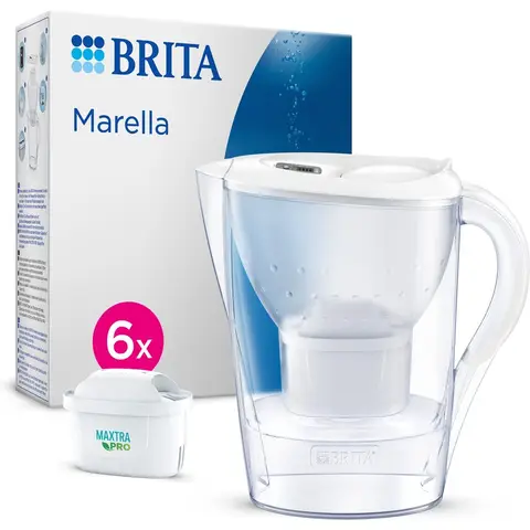 BRITA Marella waterfilter wit 2,4 L + 6*Maxtro Pro