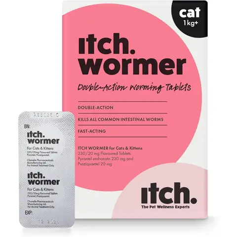 Itch Wormer for Cats 1kg+ 2 Tablets
