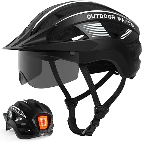 OutdoorMaster Cycling Helmet RhinoUrban With Goggles&Light Black M 54-58cm