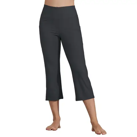 Willit Women's Yoga Capris Pants High Waist Straight Leg Athletic Exercise Workout Capris 21" Deep Gray L