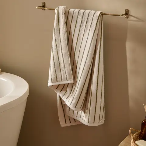 Yard Bath Towel Hebden Narrow Stripe Olive 70x130cm