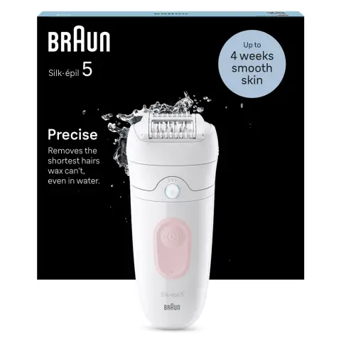 Braun Silk-épil 5, Epilator For Easy Hair Removal, Lasting Smooth Skin, 5-000, White/Flamingo