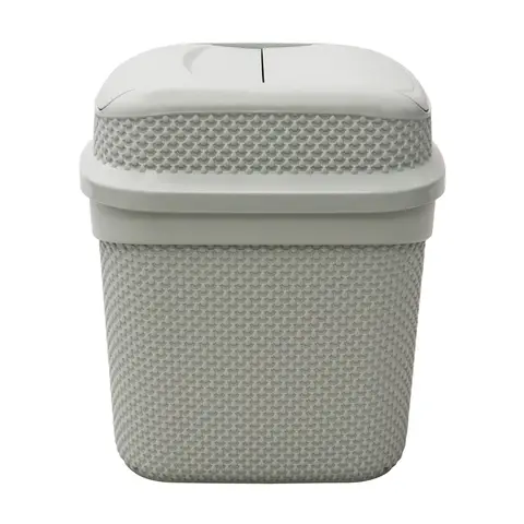 JVL Droplette Design Plastic Lidded Bin - 11L, Ice Grey