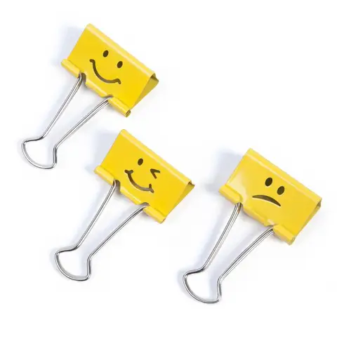 Rapesco Foldback Clips Assorted Emojis Yellow 30mm, Pack of 20