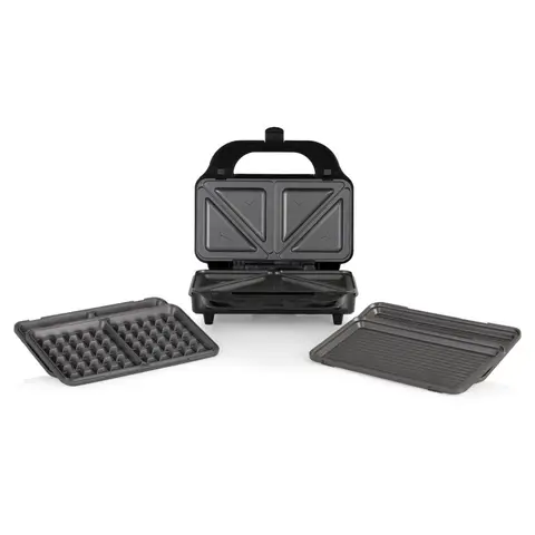 Tower T27020 3-in-1 Deep Fill Sandwich Maker with Interchangeable Waffle Plates, Stainless Steel