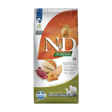 Farmina N&D Kürbis Ente Hundefutter für Erwachsene Mittel-/Großrassen 12 kg