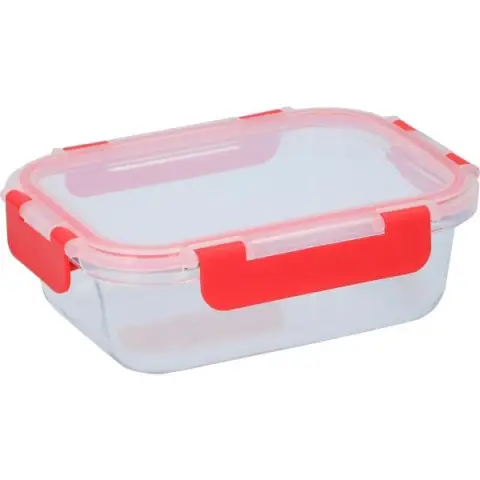 Alpina Boîte de Conservation des Aliments - Verre Borosilicate - Transparent/ Rouge 1000ML