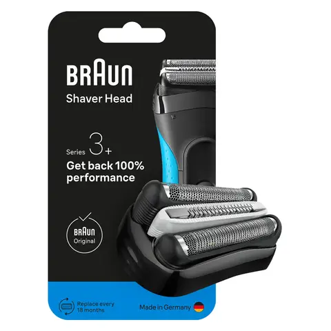 Braun Series 3+ Electric Shaver ORIGINAL Replacement Head, Get Back 100% Performance, Compatible With Series 3+ and Series 3 ProSkin Shavers, 32B