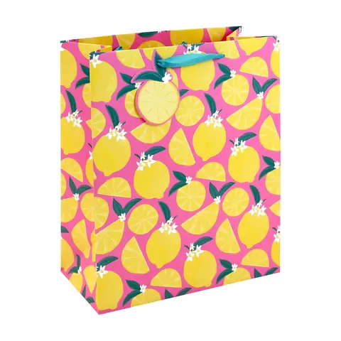 Lemon Print Gift Bag Large 26.5 (W) x 33 (L) x 14cm (H)