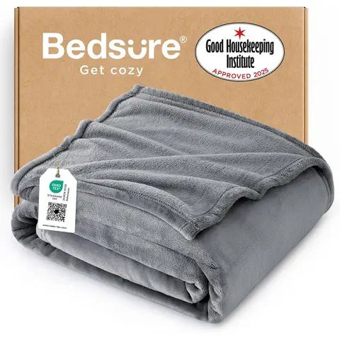 Bedsure Flannel Blanket - Solid UK Quiet Shade, 130x150cm, 1 Piece, 100% Polyester