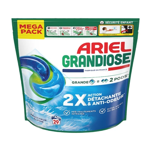 ARIEL Tablettes Lessive Grandiose Fraîcheur Alpine 29 doses