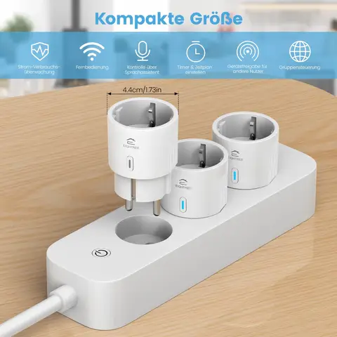 EIGHTREE 2er Pack Smart WLAN Steckdose, WiFi Steckdose mit Strommessung, Sprachsteuerung, Fernbedienung & Timer, Smart Home funktioniert mit Alexa & Google Home & SmartThings, TÜV Zertifiziert, Nur 2,4-G-WLAN, 16A