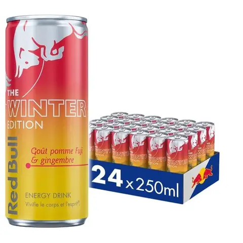 RED BULL boisson énergisante goût pomme fuji et gingembre 25 cl can pack 24x25cl