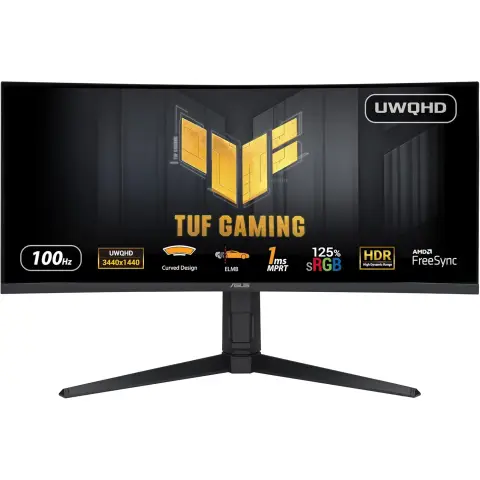 ASUS TUF VG34VQEL1A 34" Curved UltraWide Quad HD 100Hz 1ms Height Adjustable Gaming Monitor