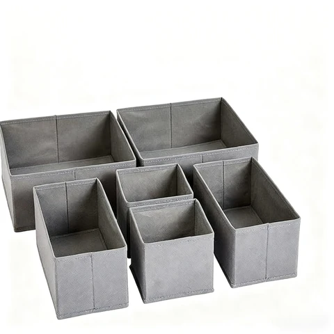 ANQI Organisateurs de tiroir en tissu pour chaussettes et sous-vêtements, lot de 6, gris, offre de Nouvel An, idées cadeaux phares