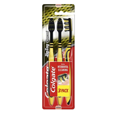 Colgate ZigZag Black Medium Manual Toothbrush 3 Pieces