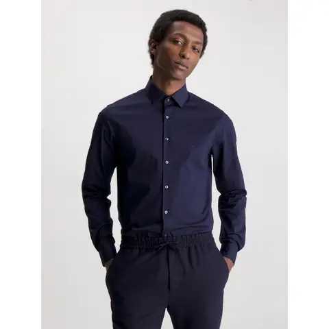 Calvin Klein POPLIN STRETCH SLIM SHIRT Night Sky heren 43