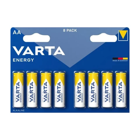 VARTA Batterie Alkaline, Mignon, AA, LR06, 1,5V Energy, Retail-Blister (8er-Pack)