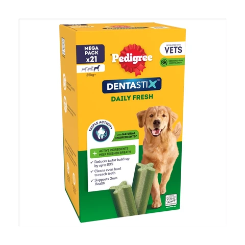Pedigree DENTASTIX Fresh Daily Dental Chews Large Dog Treat 21 Sticks 810g