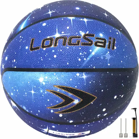 LONGSAIL Premium Composite Leather/Microfiber Leather Basketball Size7#Starry Blue Moisture-absorbing PU
