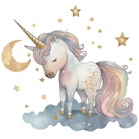 Unicorn pattern toilet seat sticker, self-adhesive bathroom wall sticker, toilet seat decal, DIY removable waterproof sticker,Moon Unicorn