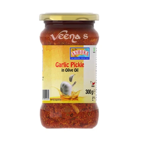 ASHOKA Garlic Pickle in Olive Oil 300g - Tangy & Spicy Indian Condiment