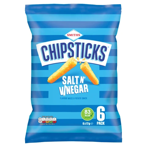 Smiths Chipsticks Salt & Vinegar Flavour 6 x 17g