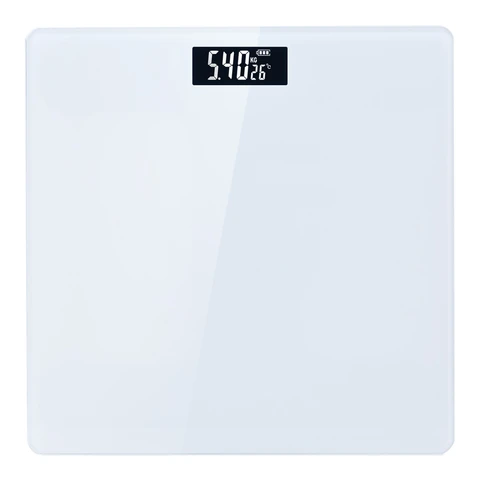 Sparoma AD-26 Pèse-personne électronique avec capacité de 180 kg, haute précision de 0,05 kg, verre trempé de 4 mm et écran LCD, blanc - Alimenté par 2 piles AAA (piles non incluses)