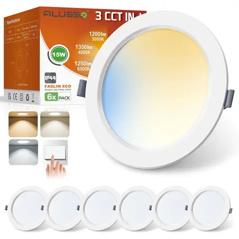 Alusso Spots encastrables ajustables LED, 230 V, 15 W, IP44, blanc chaud/neutre/froid, classe énergétique F