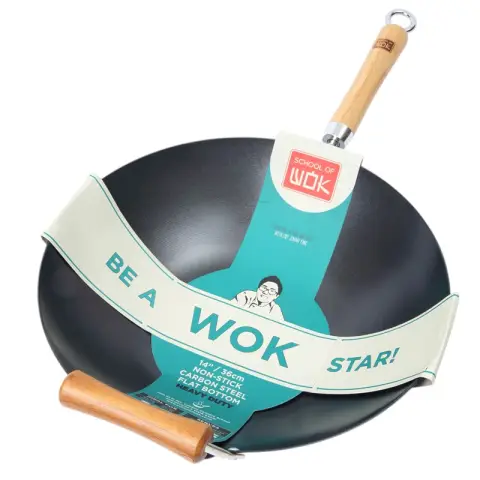 School of Wok 14"/36cm Heavy Duty Carbon Steel Wok