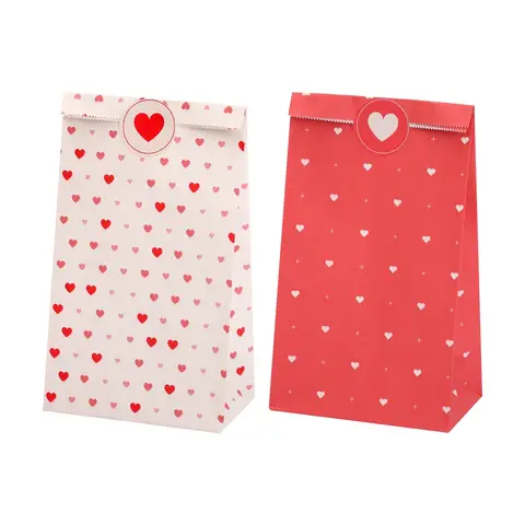 Mikirei Party Bags Hearts Red/White 6pcs
