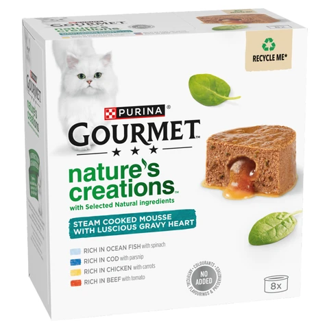 GOURMET Nature's Creations Gravy Heart Wet Cat Food 8x85g