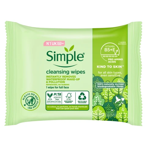 Simple Kind to Skin Facial Wipes Cleansing 7 wipes