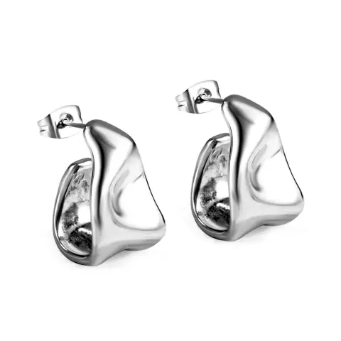 Squashed Wide Open Stainless Steel Earrings