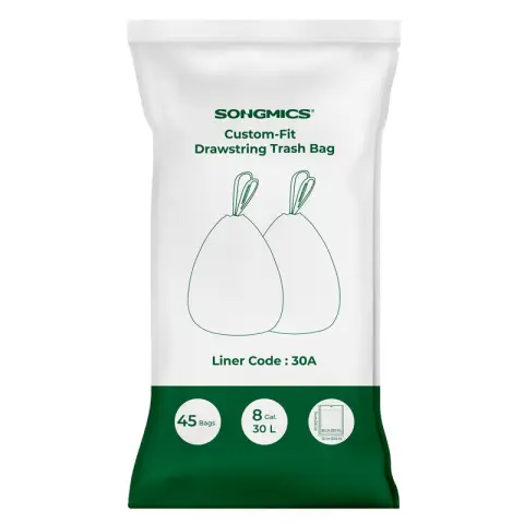SONGMICS Trash Bag, 23x8x7cm, 1 Roll, 45 Pieces, White