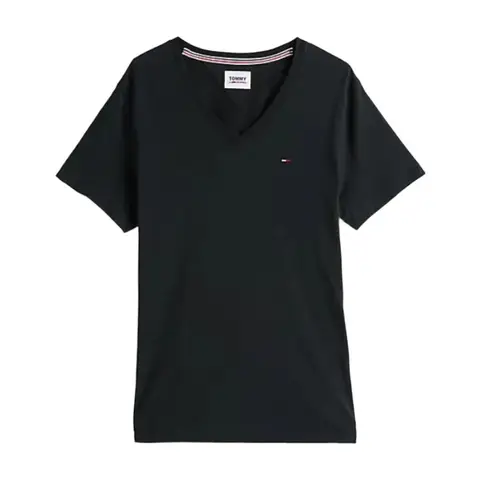 Tommy Jeans Heren V-Hals T-Shirt – Tommy Zwart M