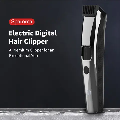 Sparoma Men's Hair Clippers - Cordless Hair and Beard Trimmer, featuring 10-level length adjustment function, 0.1-millimeter precision blades, LCD battery display and charging during use, low noise - FK-302