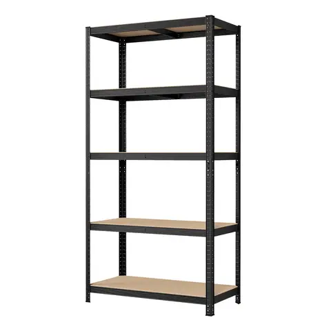SONGMICSHOME  5-Tier Shelving Unit, Steel Shelving Unit for Storage, Tool-Free Assembly, for Garage, Shed, Load Capacity 600 kg, 50 x 100 x 200 cm, Black