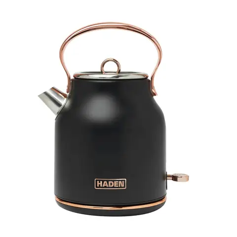 Haden Heritage Retro Kettle, 1.7L, Rapid Boil, Cord Storage, Black & Copper - 205360
